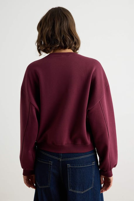 TRENDYOLMİLLA Dames Paars Effen Lang Oversized Sweatshirts - Image 3