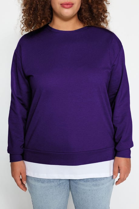 Trendyol Curve Dam Lila Enfärgad Lång Oversize Plus size Sweatshirts - Image 6