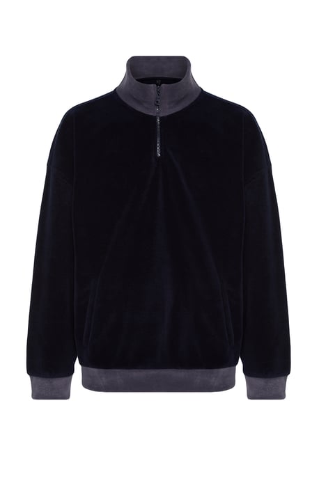 TRENDYOL MAN Men's Dark blue Color block Long Oversize Sweatshirts - Image 3