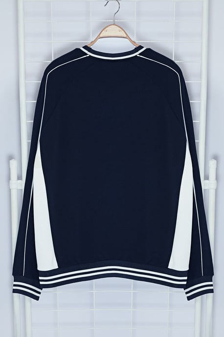 TRENDYOL MAN Men's Dark blue Slogan Long Oversize Sweatshirts - Image 5