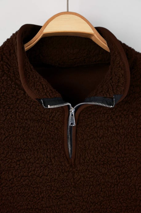 Trendyol Curve Dam Brun Enfärgad Lång Regular fit Plus size Sweatshirts - Image 5
