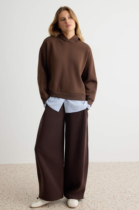 TRENDYOLMİLLA Dames Bruin Effen Lang Oversized Sweatshirts - Image 5