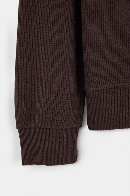 TRENDYOL MAN Men's Brown Plain Long Oversize Sweatshirts - Image 4