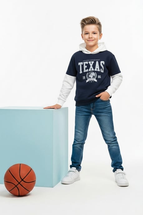 TRENDYOLKIDS Boys Ecru Color block Long Regular fit Sweatshirts - Image 1