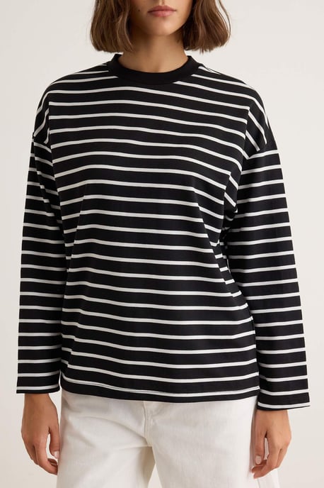 TRENDYOLMİLLA Dames Gestreept Lang Oversized Sweatshirts - Image 2