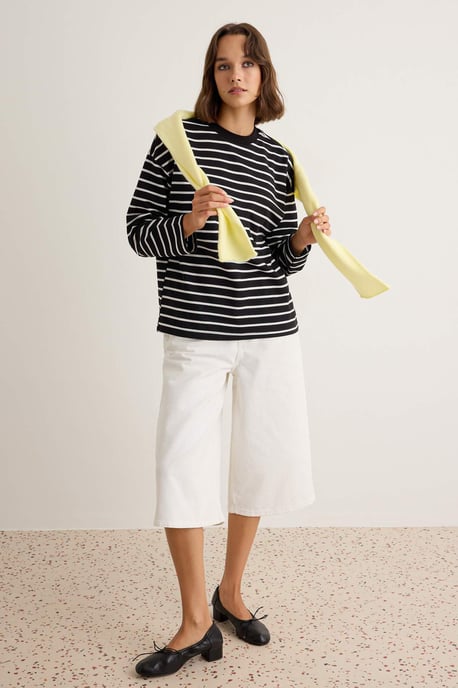 TRENDYOLMİLLA Dames Gestreept Lang Oversized Sweatshirts - Image 6