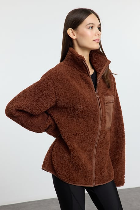 TRENDYOLMİLLA Dam Brun Enfärgad Lång Oversize Sweatshirts - Image 1