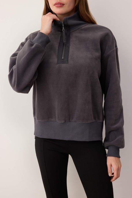 TRENDYOLMİLLA Dames Grijs Effen Lang Regular fit Sweatshirts - Image 2