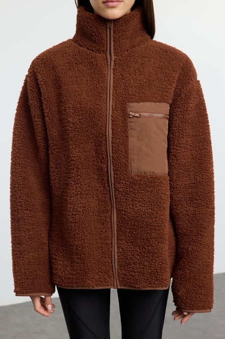TRENDYOLMİLLA Dam Brun Enfärgad Lång Oversize Sweatshirts - Image 3