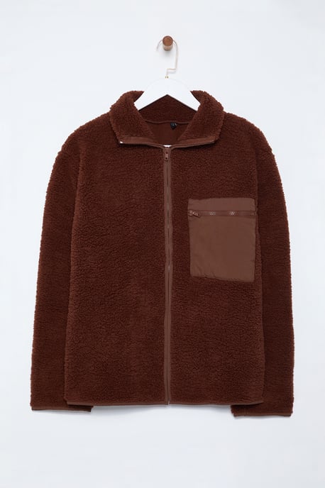 TRENDYOLMİLLA Dam Brun Enfärgad Lång Oversize Sweatshirts - Image 5