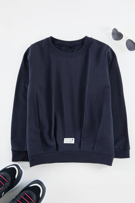 TRENDYOLKIDS Boys Dark blue Plain Long Regular fit Sweatshirts - Image 1