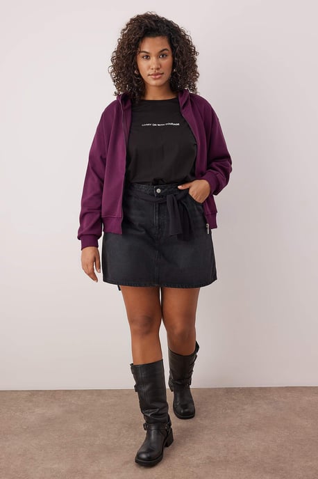 Trendyol Curve Dam Lila Grafiskt Lång Regular fit Plus size Sweatshirts - Image 1