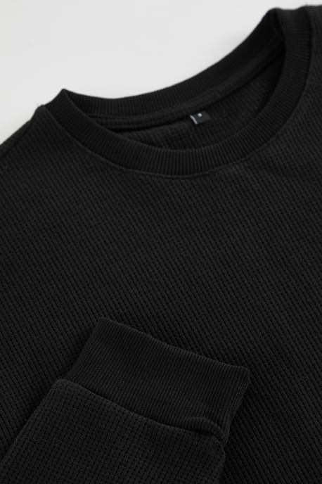 TRENDYOL MAN Men's Black Plain Long Oversize Sweatshirts - Image 2