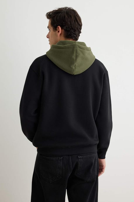 TRENDYOL MAN Herr Svart Slogan Lång Oversize Sweatshirts - Image 3