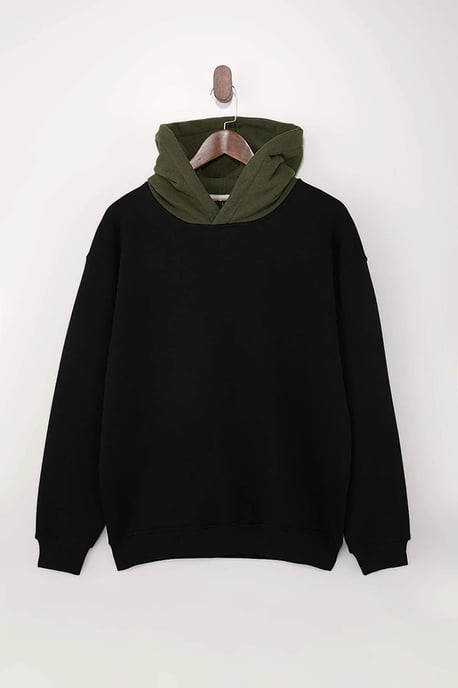 TRENDYOL MAN Herr Svart Slogan Lång Oversize Sweatshirts - Image 4