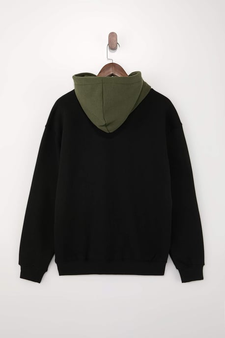 TRENDYOL MAN Herr Svart Slogan Lång Oversize Sweatshirts - Image 5