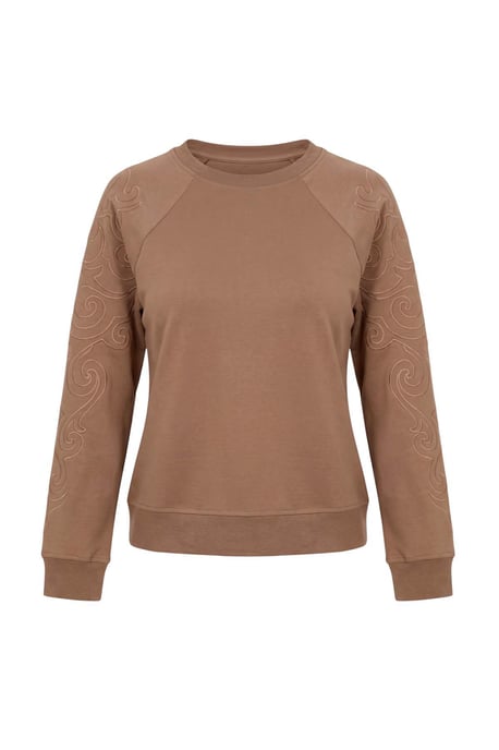 TRENDYOLMİLLA Dames Bruin Effen Lang Relaxed fit Sweatshirts - Image 1