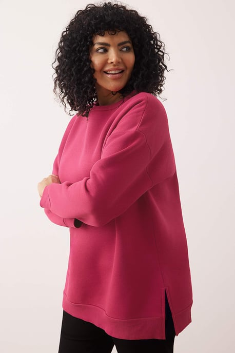 Trendyol Curve Dam Rosa Enfärgad Lång Oversize Plus size Sweatshirts - Image 2