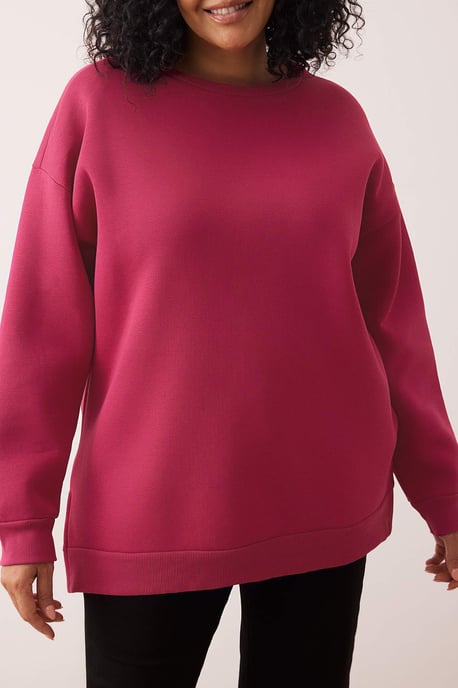 Trendyol Curve Dam Rosa Enfärgad Lång Oversize Plus size Sweatshirts - Image 5