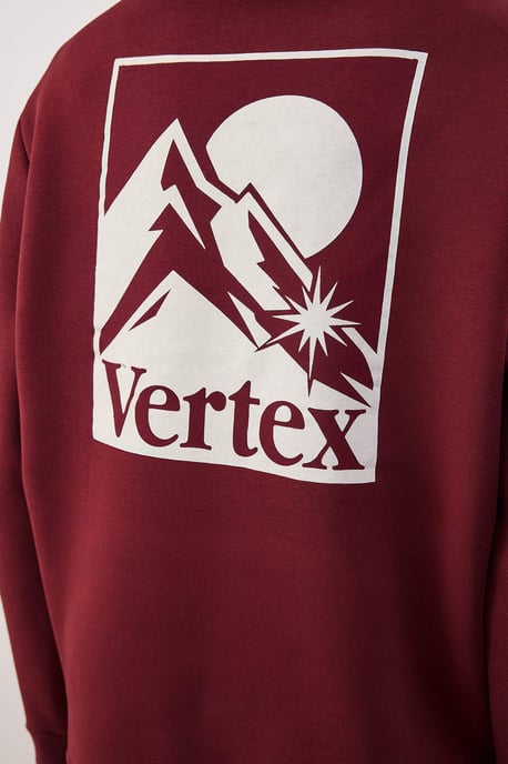 TRENDYOL MAN Men's Burgundy Galaxy Long Regular fit Sweatshirts - Image 4