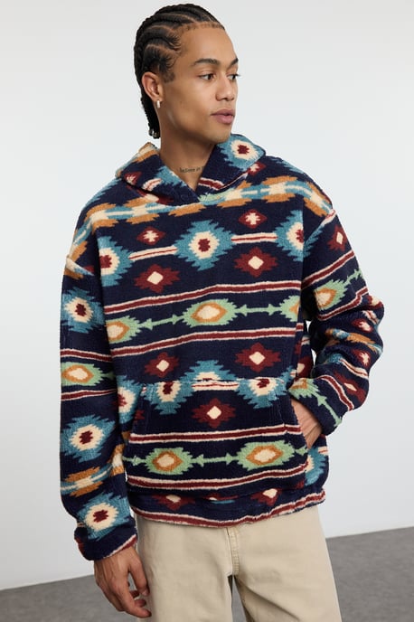 TRENDYOL MAN Unisex Donkerblauw Retro Lang Oversized Sweatshirts - Image 6