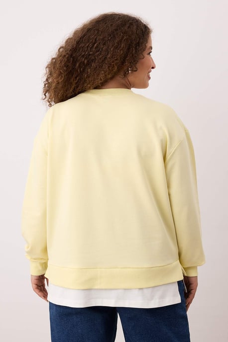 Trendyol Curve Dames Geel Effen Lang Oversized Grote maten Sweatshirts - Image 3