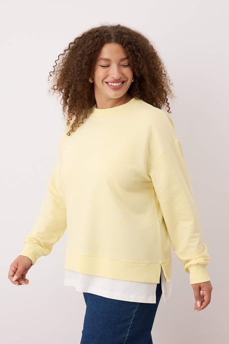 Trendyol Curve Dames Geel Effen Lang Oversized Grote maten Sweatshirts - Image 6