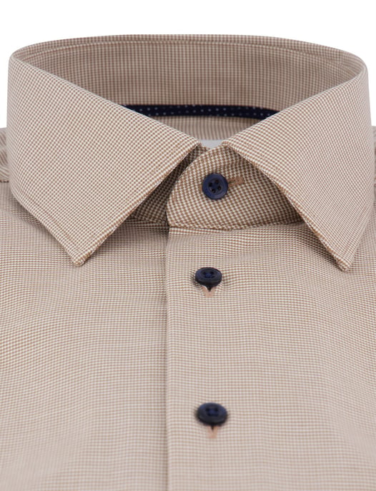 Eterna overhemd beige lange mouw met borstzak strijkvrij - Image 3