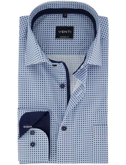 Overhemd Venti zakelijk lange mouwen comfort fit blauw geprint - Image 1