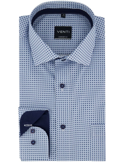 Overhemd Venti zakelijk lange mouwen comfort fit blauw geprint - Image 2