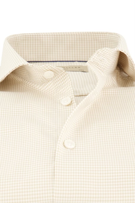 Katoenen John Miller slim fit overhemd creme geruit - Image 3