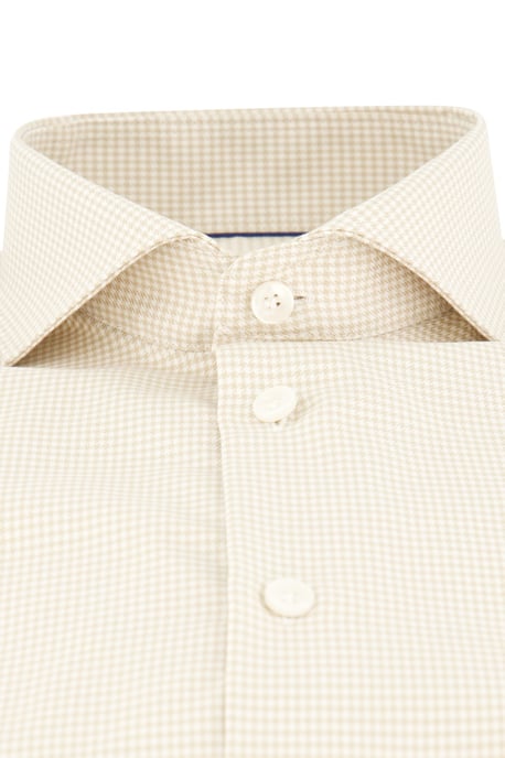 Katoenen John Miller slim fit overhemd creme geruit - Image 4