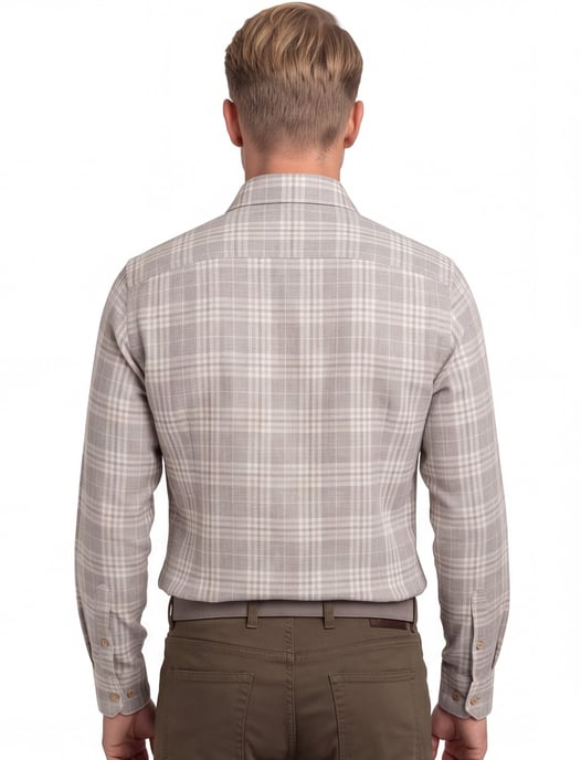 Overhemd John Miller Tailored Fit New beige geruit - Image 2