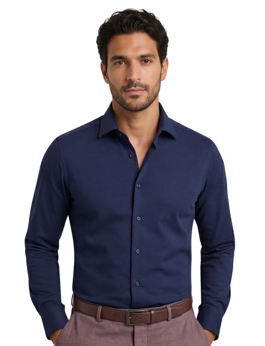 Business overhemd Luxor Olymp Modern Fit donkerblauw effen katoen normale fit - Image 1
