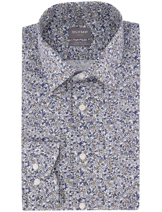 Olymp overhemd blauw geprint semi-wide collar - Image 2