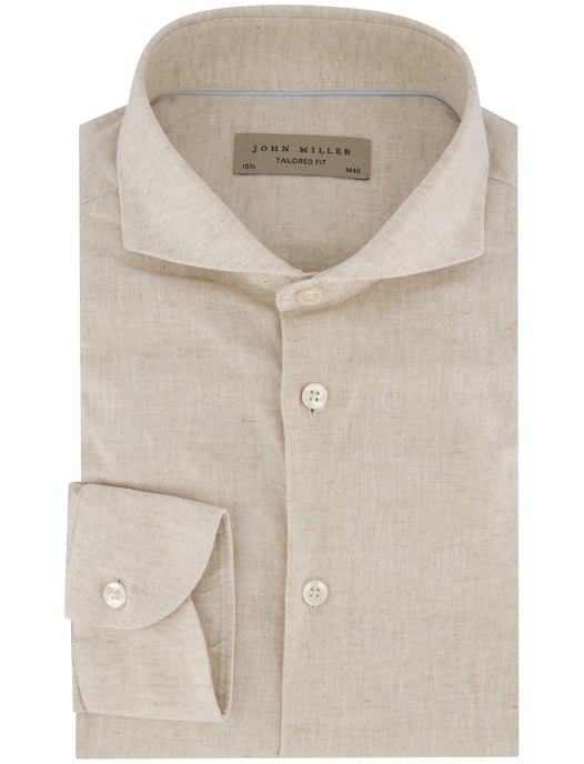 John Miller tailored fit overhemd beige linnen - Image 2