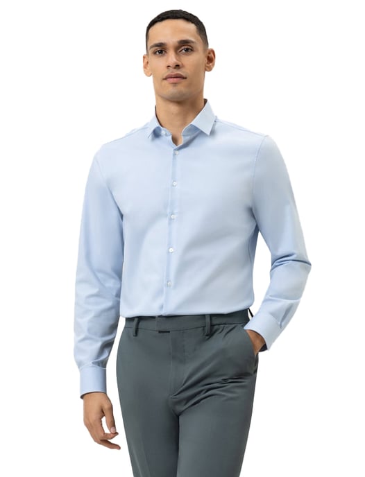 katoenen Olymp overhemd lichtblauw effen slim fit - Image 1