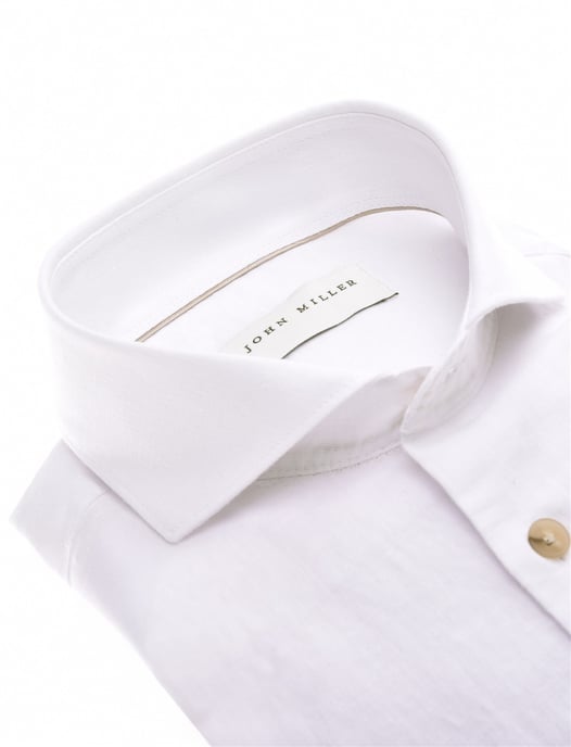 Overhemd John Miller wit linnen Slim Fit gemeleerd wide spread - Image 2