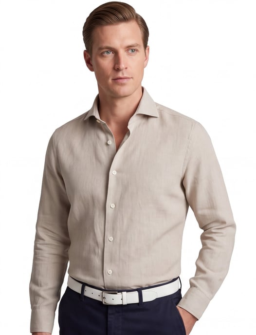Overhemd John Miller beige katoen normale fit - Image 1