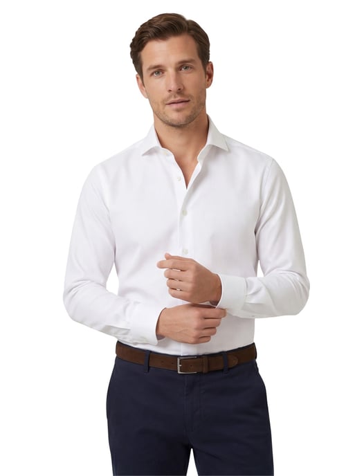Profuomo Wit two ply twill overhemd strijkvrij - Image 1
