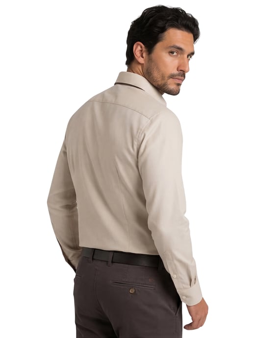overhemd Olymp normale fit effen beige katoen - Image 2