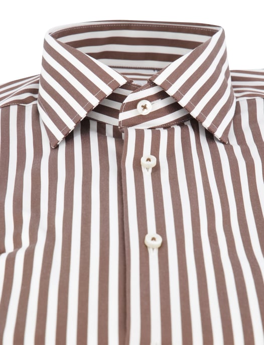 Eterna overhemd bruin gestreept modern fit 100% katoen - Image 3