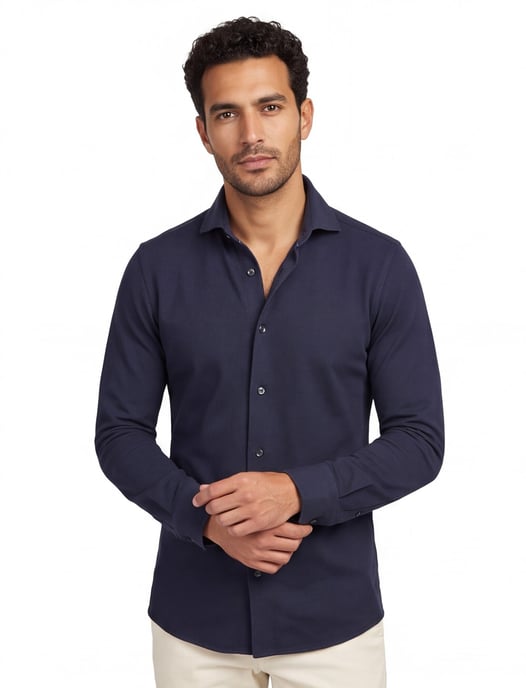 Overhemd John Miller Slim Fit donkerblauw stretch - Image 1