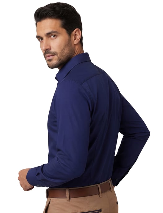 Eterna overhemd donkerblauw strijkvrij lange mouw - Image 2