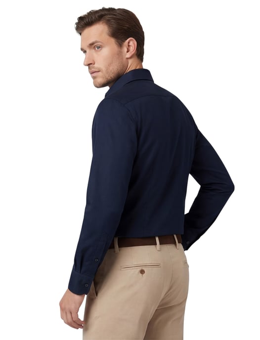 Profuomo navy two ply twill overhemd strijkvrij - Image 2