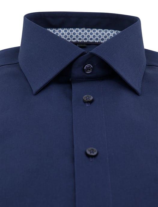 navy comfort fit overhemd Venti borstzak 100% katoen strijkvrij - Image 3