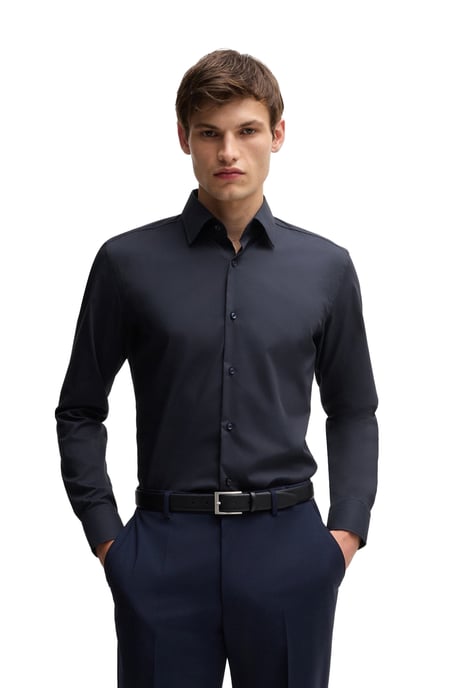 H-HANK Hugo Boss Black overhemd slim fit donkerblauw effen katoen - Image 1