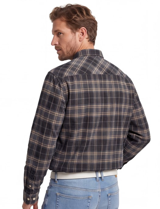Overhemd Camel Active blauw geruit wijde fit - Image 2