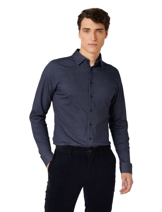 Overhemden Desoto donkerblauw slim fit katoen - Image 1