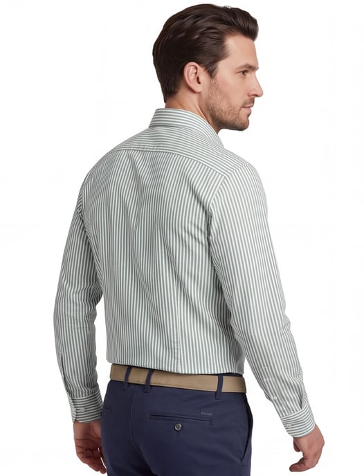 Overhemd John Miller Tailored Fit groen gestreept - Image 2